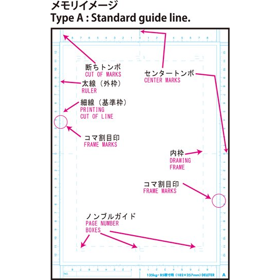 Deleter Manga Manuscript Paper, A4 with Memory, A Type, 135kg, for B5 and Doujinshi Books