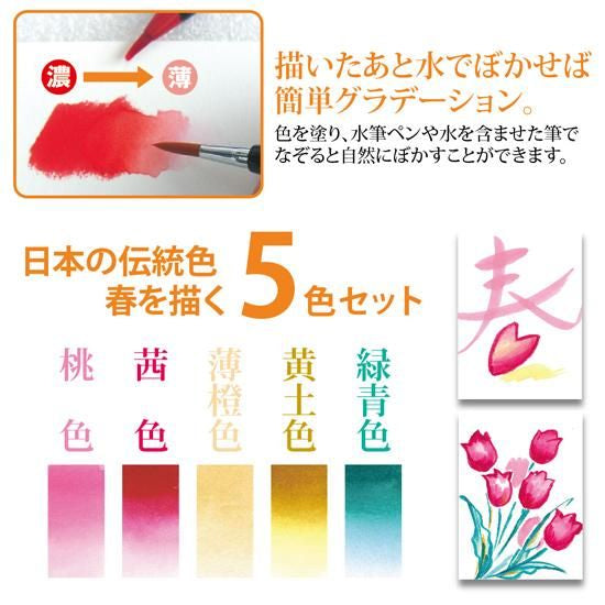 "Sai" Watercolor Brush Set of 5 Spring Colors