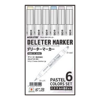 Deleter Marker Pastel 6-Color Set